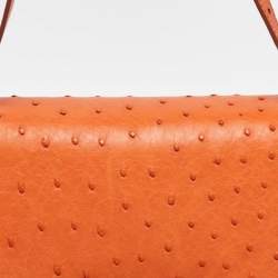 Pre Owned Bottega Veneta Orange Ostrich Leather BV Classic Shoulder Bag