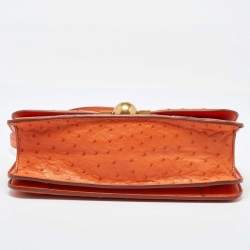 Pre Owned Bottega Veneta Orange Ostrich Leather BV Classic Shoulder Bag