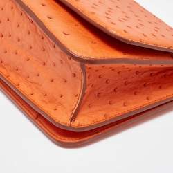 Pre Owned Bottega Veneta Orange Ostrich Leather BV Classic Shoulder Bag