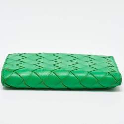 Bottega Veneta Green Intrecciato Leather Bifold Wallet