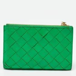 Bottega Veneta Green Intrecciato Leather Bifold Wallet