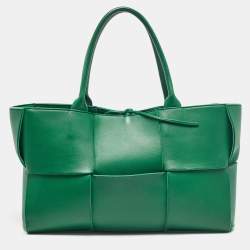 Bottega Veneta Green Intrecciato Leather Medium Arco Tote