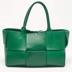 Bottega Veneta Green Intrecciato Leather Medium Arco Tote