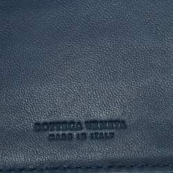 Bottega Veneta Blue Intrecciato Leather Compact Wallet