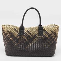 Pre Owned حقيبة يد توتس بوتيغا فينيتا كابات جلد انترشياتو بيج لامع