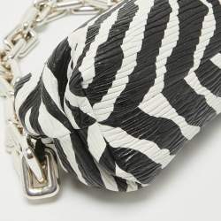 Pre Owned Bottega Veneta Black/White Zebra Print Leather The Chain Pouch Bag
