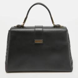 Bottega Veneta Black Leather Small Piazza Top handle Bag