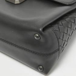 Bottega Veneta Black Leather Small Piazza Top handle Bag