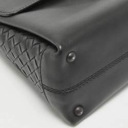 Bottega Veneta Black Leather Small Piazza Top handle Bag