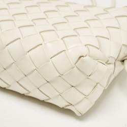 Pre Owned Bottega Veneta White Intrecciato Patent Leather Mini Loop Shoulder Bag