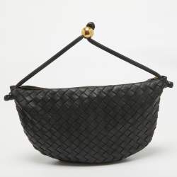 Pre Owned Bottega Veneta Black Intrecciato Leather Medium Turn Pouch