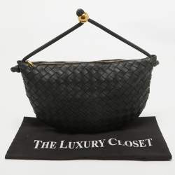 Pre Owned Bottega Veneta Black Intrecciato Leather Medium Turn Pouch