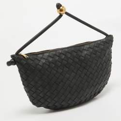 Pre Owned Bottega Veneta Black Intrecciato Leather Medium Turn Pouch