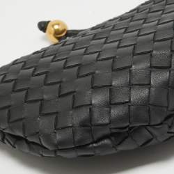 Pre Owned Bottega Veneta Black Intrecciato Leather Medium Turn Pouch