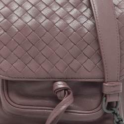 Pre Owned حقيبة كتف بوتيغا فينيتا إنتريشياتو جلد بلون بنفسجي مائل للبيج مع غطاء