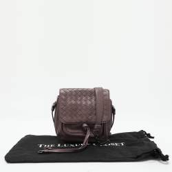 Pre Owned حقيبة كتف بوتيغا فينيتا إنتريشياتو جلد بلون بنفسجي مائل للبيج مع غطاء