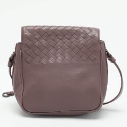 Pre Owned حقيبة كتف بوتيغا فينيتا إنتريشياتو جلد بلون بنفسجي مائل للبيج مع غطاء