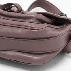 Pre Owned حقيبة كتف بوتيغا فينيتا إنتريشياتو جلد بلون بنفسجي مائل للبيج مع غطاء