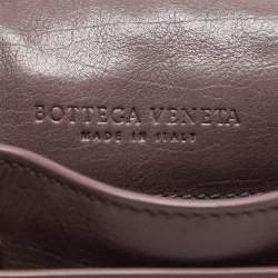 Pre Owned حقيبة كتف بوتيغا فينيتا إنتريشياتو جلد بلون بنفسجي مائل للبيج مع غطاء