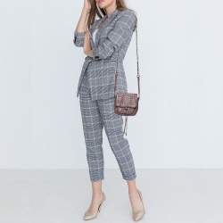 Pre Owned حقيبة كتف بوتيغا فينيتا إنتريشياتو جلد بلون بنفسجي مائل للبيج مع غطاء