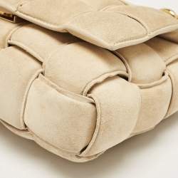 Pre Owned Bottega Veneta Beige Suede Padded Cassette Shoulder Bag