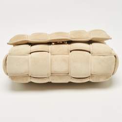 Pre Owned Bottega Veneta Beige Suede Padded Cassette Shoulder Bag
