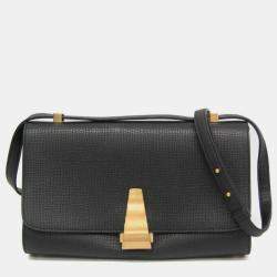 Bottega Veneta Black Textured Leather BV Angle Shoulder Bag