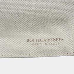 Bottega Off-White/Black Canvas and Leather Veneta Medium Arco Tote Bag