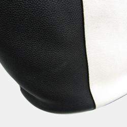 Bottega Veneta Black/Off-white Leather and Canvas Basket Large Tote Bag