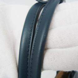 Pre Owned Bottega Veneta Navy Blue Leather Small Basket Tote Bag