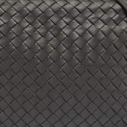 Pre Owned Bottega Veneta Grey Intrecciato Leather Nodini Double Zip Crossbody Bag