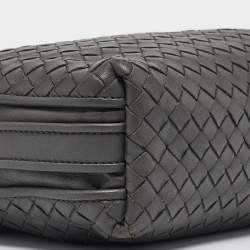 Pre Owned Bottega Veneta Grey Intrecciato Leather Nodini Double Zip Crossbody Bag