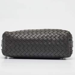 Pre Owned Bottega Veneta Grey Intrecciato Leather Nodini Double Zip Crossbody Bag