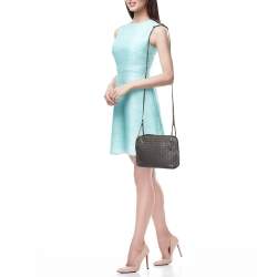 Pre Owned Bottega Veneta Grey Intrecciato Leather Nodini Double Zip Crossbody Bag