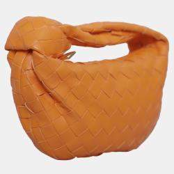 Bottega Veneta Orange Leather Mini Jodie Shoulder Bag