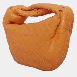 Bottega Veneta Orange Leather Mini Jodie Shoulder Bag