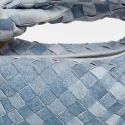 مملوكة مسبقًا Bottega Veneta Blue Denim Effect Intrecciato Leather Mini Jodie Hobo