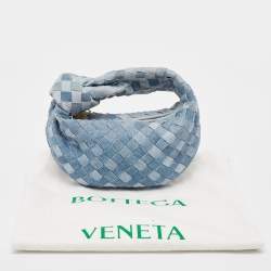 مملوكة مسبقًا Bottega Veneta Blue Denim Effect Intrecciato Leather Mini Jodie Hobo