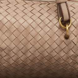 Pre Owned Bottega Veneta Beige Intrecciato Leather Boston Bag