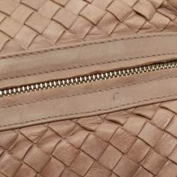Pre Owned Bottega Veneta Beige Intrecciato Leather Boston Bag