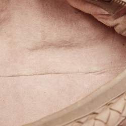 Pre Owned Bottega Veneta Beige Intrecciato Leather Boston Bag
