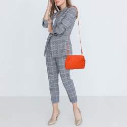 Pre Owned Bottega Veneta Orange Intrecciato Leather Nodini Shoulder Bag