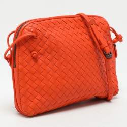 Pre Owned Bottega Veneta Orange Intrecciato Leather Nodini Shoulder Bag