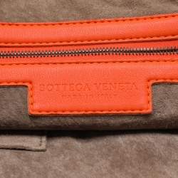 Pre Owned Bottega Veneta Orange Intrecciato Leather Nodini Shoulder Bag