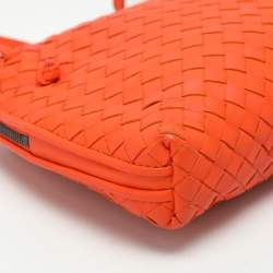 Pre Owned Bottega Veneta Orange Intrecciato Leather Nodini Shoulder Bag