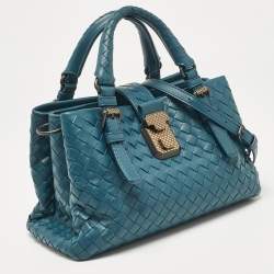 مملوكة مسبقًا Bottega Veneta Dark Green Intrecciato Leather Mini Roma Tote