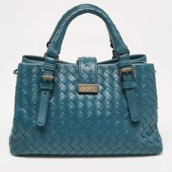 مملوكة مسبقًا Bottega Veneta Dark Green Intrecciato Leather Mini Roma Tote
