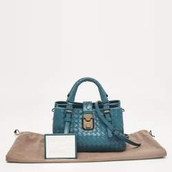 مملوكة مسبقًا Bottega Veneta Dark Green Intrecciato Leather Mini Roma Tote