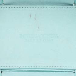 Pre Owned Bottega Veneta Blue Intrecciato Leather Mini Arco Tote