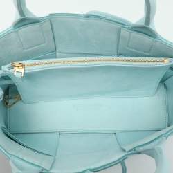 Pre Owned Bottega Veneta Blue Intrecciato Leather Mini Arco Tote
